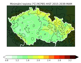 Minimální teplota minimální regionální rozdíly v létě / DJF vzrůst teplot je relativně větší v chladné části roku / MAM / JJA výsledky pro jednotlivé měsíce a sezóny ukazují na vzrůst teplot v rámci