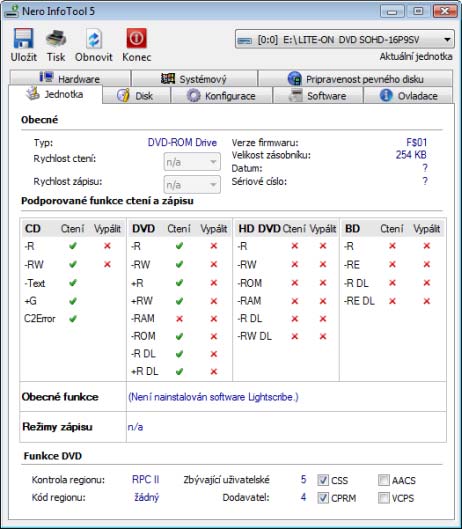 Okno Nero InfoTool 3 Okno Nero InfoTool Okno Nero InfoTool nabízí na osmi záložkách komplexní informace.