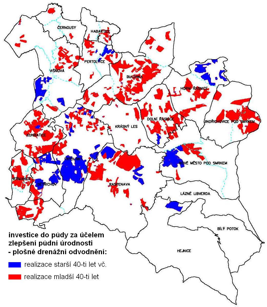 Zdroj: Obr. ZVHS, vypočteno zpracovatelem z digitalizovaných mapových podkladů (vzhledem k minimálním rozdílům neaktualizováno) Investice do půdy za účelem zlepšení půdní úrodnosti Zdroj: C.3.