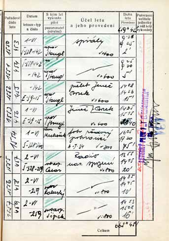 Záznamy z unikátně dochovaného Zápisníku letů por.let. Josefa Decastella z roku 1938.
