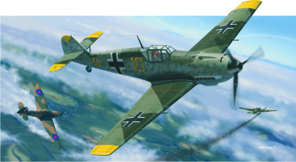 Bf 109E- GERMAN WWII FIGHTER 1:8 SCALE PLASTIC KIT 826 intro No other aircraft of the German Luftwaffe is so intimately connected with its rise and fall in the course of the Second World War than the