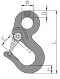 Vázací prostředky tříd 3,5,7 / Grade 30, 50, 70 articles Hák s okem typ 320C / Eye Hoist hook 320C Hák s okem typ 320A / Eye Hoist hook320a povrch / finish: zeleně lakovaný / green painted materiál /