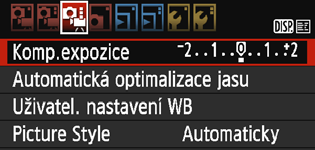 3 Nastavení funkcí nabídky [Z3] Kompenzace expozice Ačkoliv lze nastavit kompenzaci expozice až do ±5 EV, pro filmy je kompenzace expozice omezena pouze na rozsah ±3 EV.