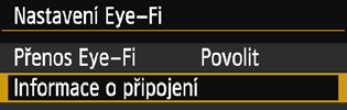 H Použití karet Eye-Fi Pomocí již nastavené, volně prodejné karty Eye-Fi můžete automaticky přenášet vyfotografované snímky do počítače nebo je odesílat do online služby prostřednictvím bezdrátové