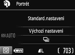 2 Fotografování portrétů Režim <2> (Portrét) zajišťuje rozmazání pozadí, aby lépe vynikla fotografovaná osoba. Zajišťuje také jemnější vzhled odstínů pleti a vlasů.