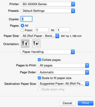Možnosti tisku B V seznamu Output Paper (Výstupní papír) vyberte velikost papíru zavedeného v tiskárně.