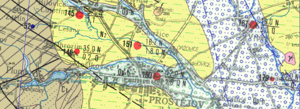3.3 GEOLOGIE Obrázek 3.2: Geologická mapa Prostějovska [10] Území se nachází v oblasti kvartéru Českého masívu.