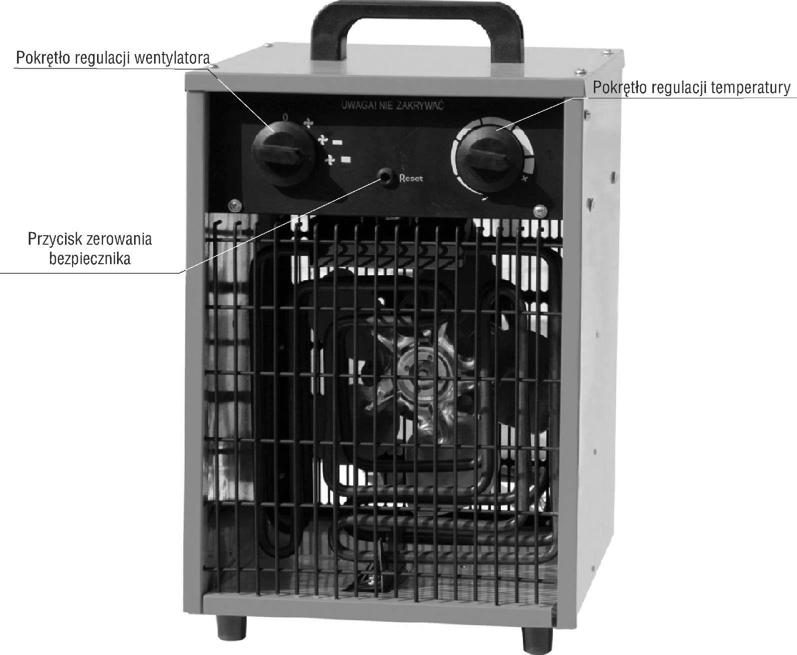 Elektrický ohřívač Model: DED9921 NÁVOD K POUŽITÍ se Záručním listem Volič nastavení ventilátoru Volič nastavení teploty Tlačítko nulování pojistky