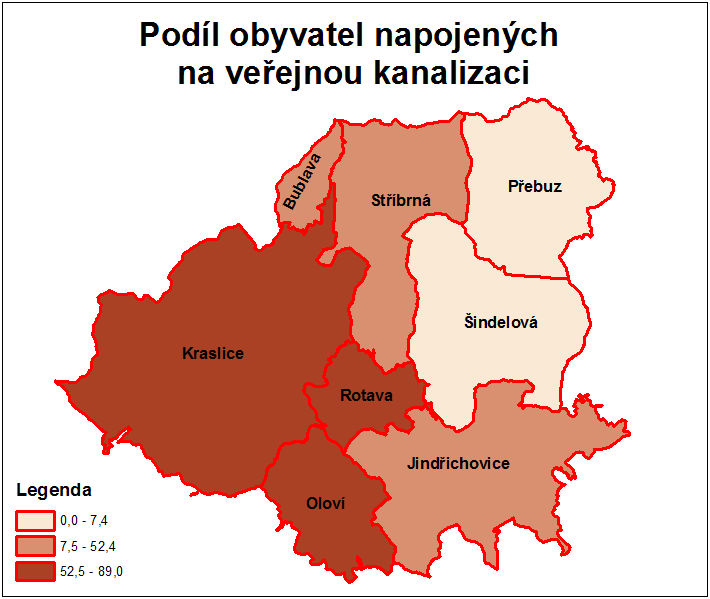 (Veřejná dopravní a technická infrastruktura) Rozsah napojení, produkce odpadních vod Napojen.