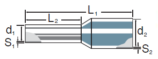 Lisovací dutinky s izolací Pro vodiče od 0,14 do 150 mm 2 Materiál: E-Cu, pocínované Dle DIN 46228 část 4 Sleva Popis AWG Barevná varianta / objednací kód Rozměry v mm Balení ks mm 2 L 2 Typ* AWG Z+F