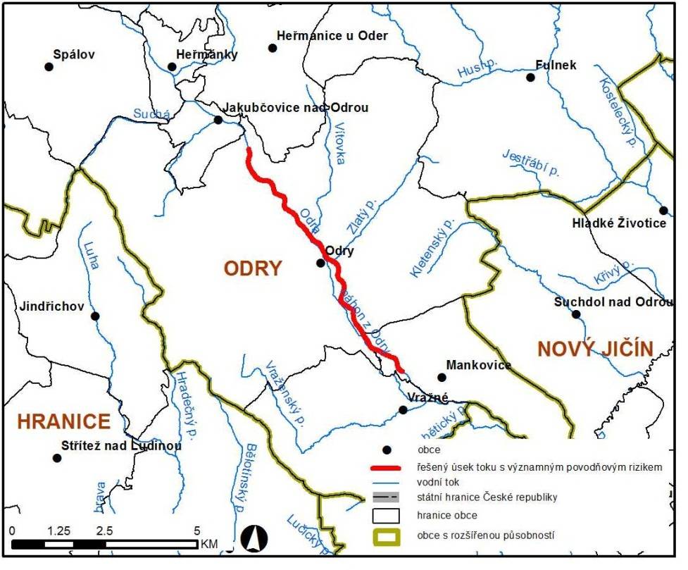 Úvod P edkládaná dokumentace obsahuje úsek eky Odry s významným povod ovým rizikem (OsVPR) mezi obcemi Mankovice a Jakub ovice. V ešené oblasti jsou dot eny následující obce: Odry k.ú. Lou ky nad Odrou, k.