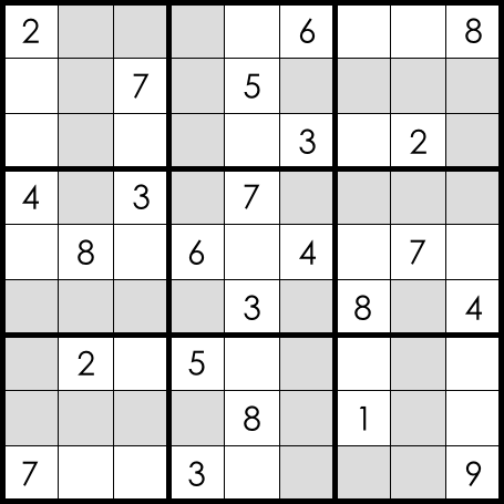 Extraregiony 7 bodů V mřížce jsou umístěny šedě podbarvené, spojité oblasti (regiony). Ani v těchto blocích se čísla -9 neopakují.