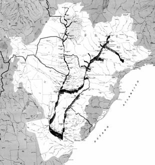 Povodí Brasilia São Paulo Curitiba Río Uruguay (šp.) / Rio Uruguai (port.) 1 610 km 0,4 mil. km 2 pramení blízko Atlantského oceánu, nížinná řeka Orinoco 2 400 2 700 km Povodí 1,0 mil.