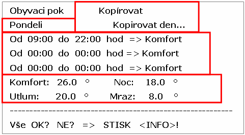 4.2 Místnosti V nabídce Místnosti můžete nastavit konkrétní časové profily a teplotní úrovně vytápění/chlazení konfigurovaných místností. 4.2.1 Jak nastavit