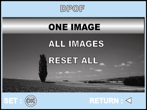 Nastavení DPOF Formát DPOF (Digital Print Order Format) umožňuje ukládat na paměťovou kartu informace pro tisk.
