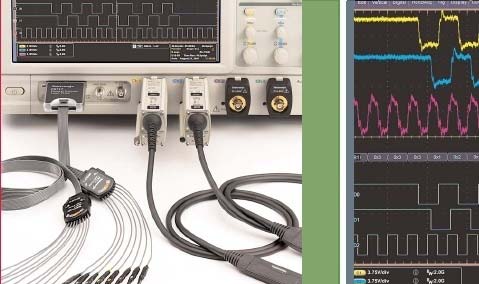 Číslicový osciloskop s logickými vsupy (mixed-signal oscilloscope) snadňuje analýzu číslicově-analogových sysémů.