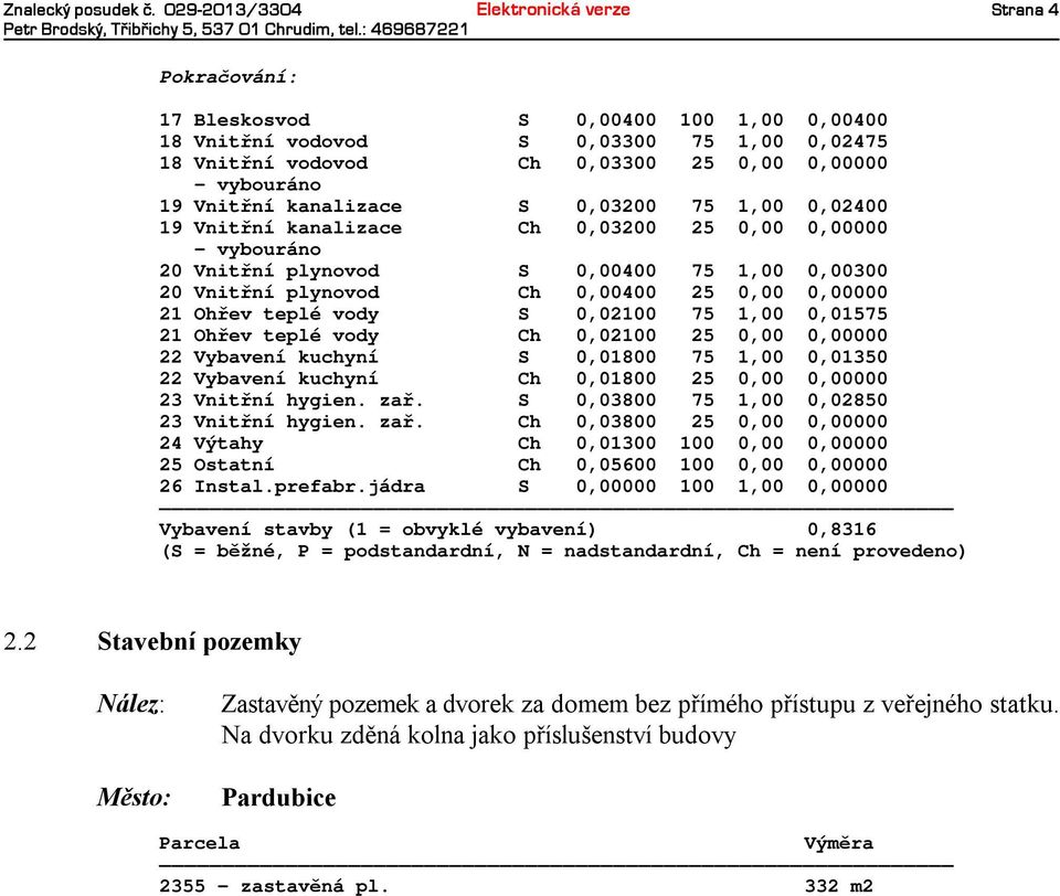 kanalizace S 0,03200 75 1,00 0,02400 19 Vnitřní kanalizace Ch 0,03200 25 0,00 0,00000 20 Vnitřní plynovod S 0,00400 75 1,00 0,00300 20 Vnitřní plynovod Ch 0,00400 25 0,00 0,00000 21 Ohřev teplé vody