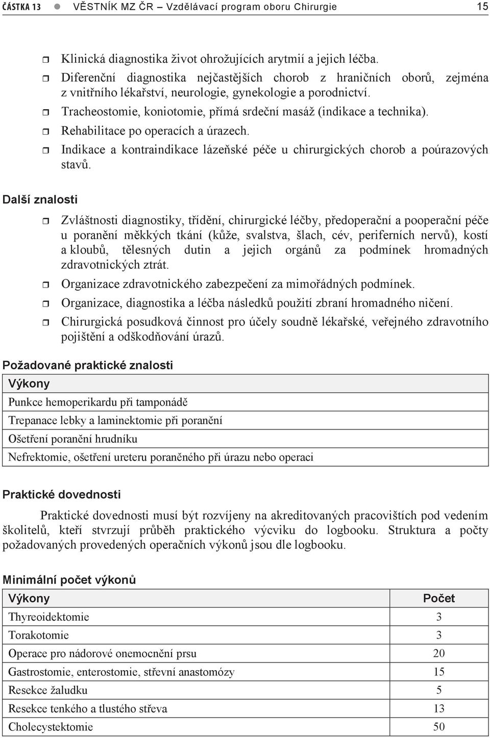 Tracheostomie, koniotomie, přímá srdeční masáž (indikace a technika). Rehabilitace po operacích a úrazech. Indikace a kontraindikace lázeňské péče u chirurgických chorob a poúrazových stavů.