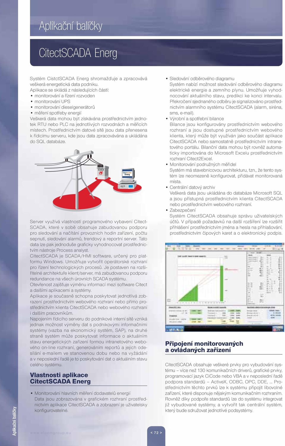 jsou data přenesena k řídicímu serveru kde jsou data zpracovávána a ukládána do SQL databáze Server využívá vlastností programového vybavení Citect SCADA které v sobě obsahuje zabudovanou podporu pro