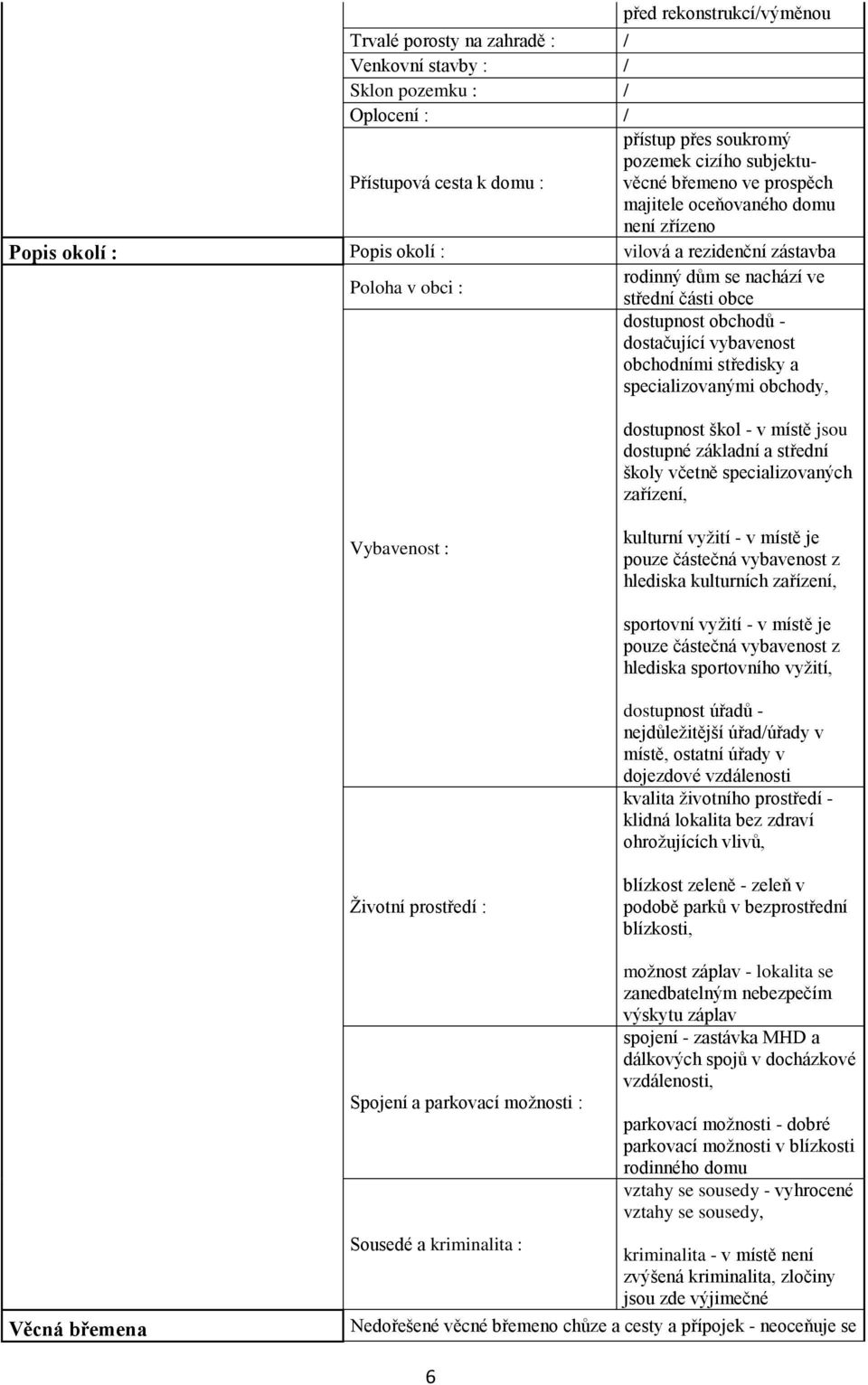 vybavenost obchodními středisky a specializovanými obchody, dostupnost škol - v místě jsou dostupné základní a střední školy včetně specializovaných zařízení, Vybavenost : kulturní vyžití - v místě