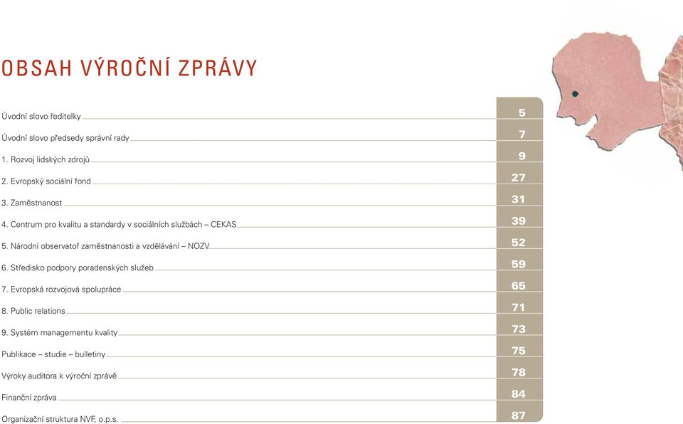 Středisko podpory poradenských služeb 7. Evropská rozvojová spolupráce 8. Public relations 9.