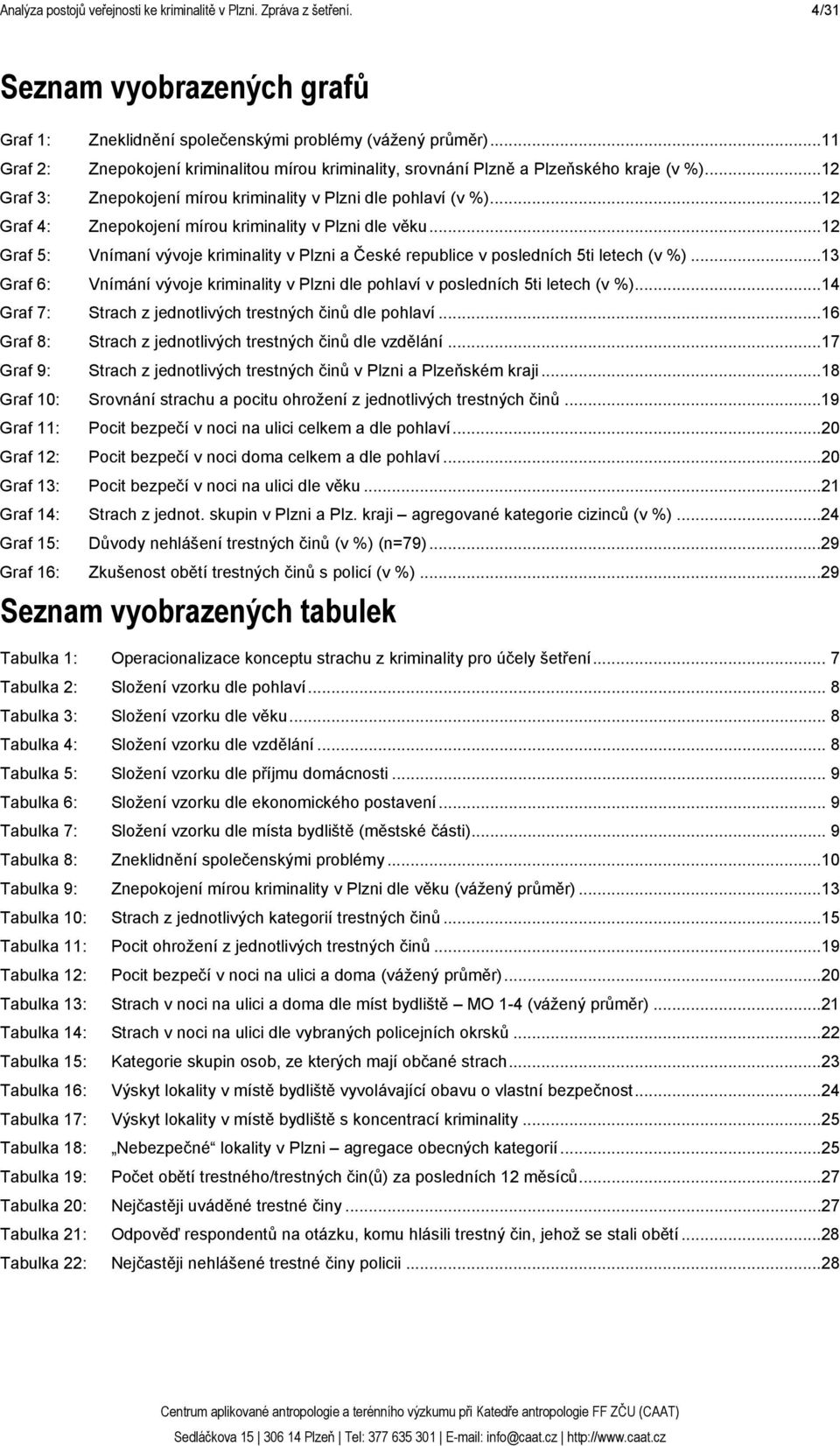 ..12 Graf 4: Znepokojení mírou kriminality v Plzni dle věku...12 Graf 5: Vnímaní vývoje kriminality v Plzni a České republice v posledních 5ti letech (v %).