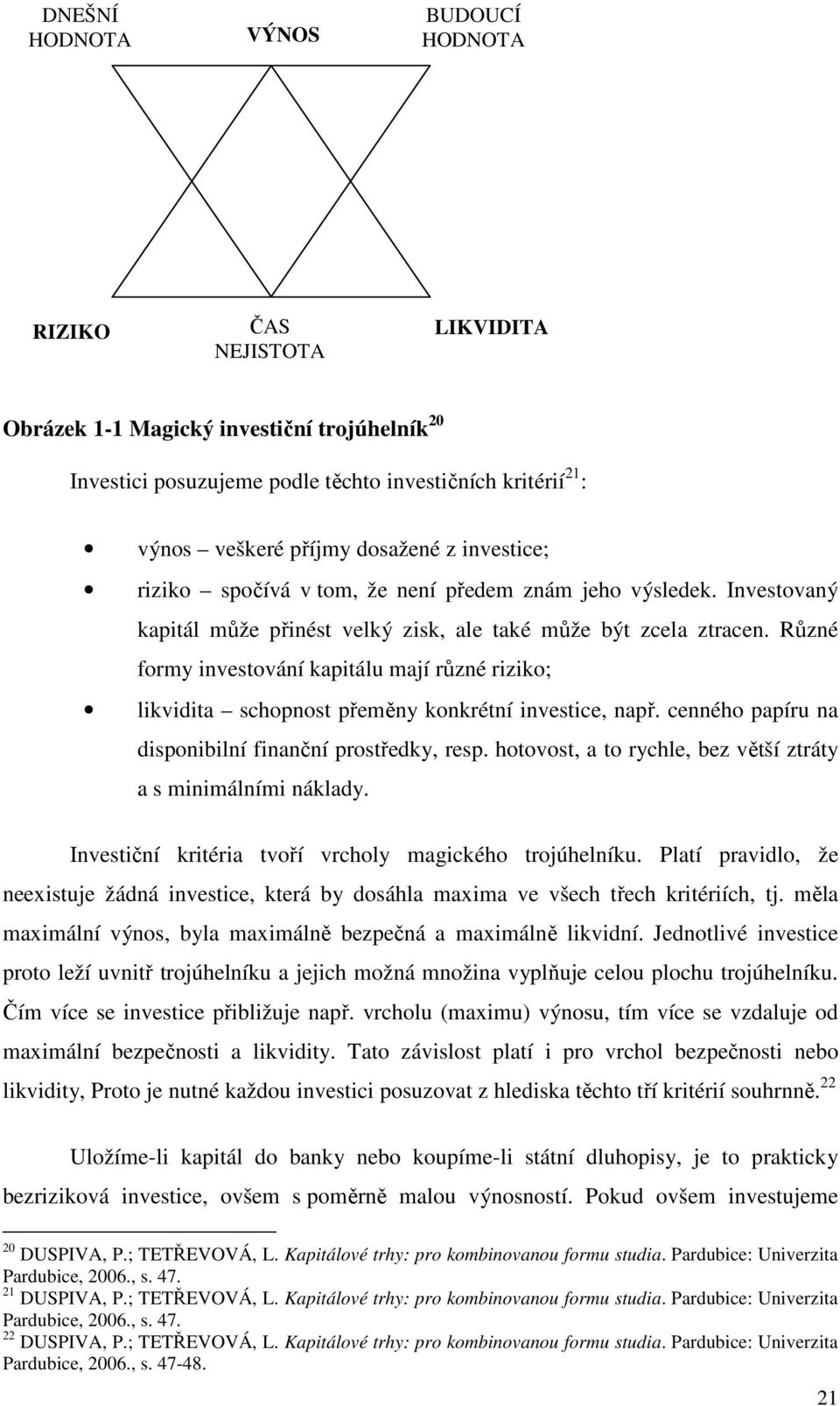 Různé formy investování kapitálu mají různé riziko; likvidita schopnost přeměny konkrétní investice, např. cenného papíru na disponibilní finanční prostředky, resp.