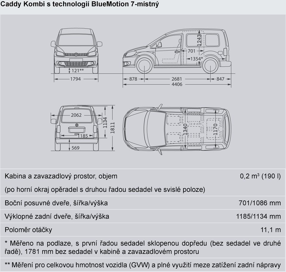 opěradel s druhou řadou sedadel ve svislé poloze) 701/1086