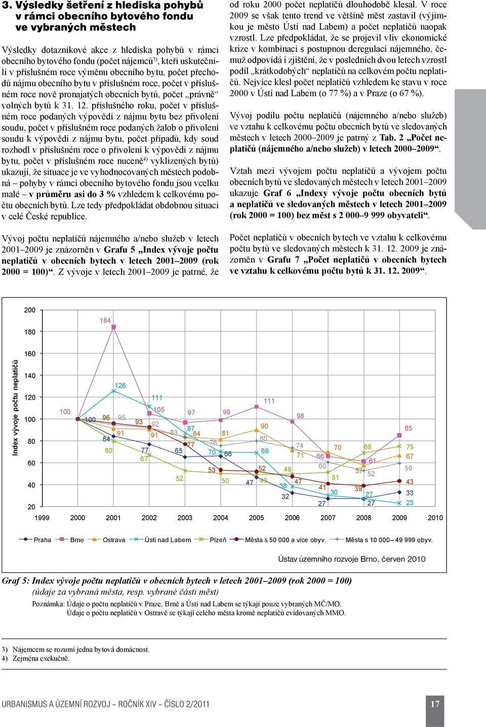 příslušného roku, počet v příslušném roce podaných výpovědí z nájmu bytu bez přivolení soudu, počet v příslušném roce podaných žalob o přivolení soudu k výpovědi z nájmu bytu, počet případů, kdy soud