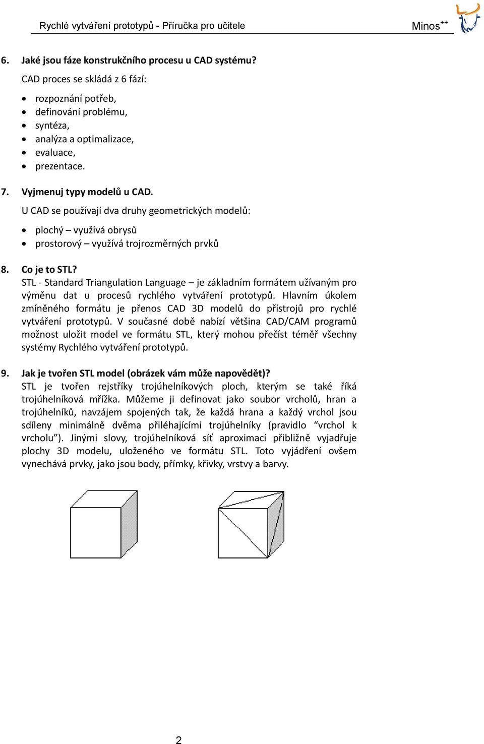 STL Standard Triangulation Language je základním formátem užívaným pro výměnu dat u procesů rychlého vytváření prototypů.