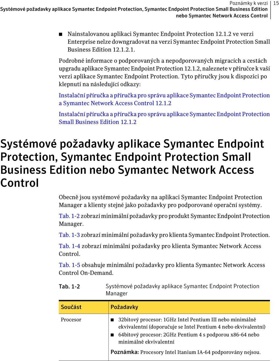 1.2, naleznete v příručce k vaší verzi aplikace Symantec Endpoint Protection.