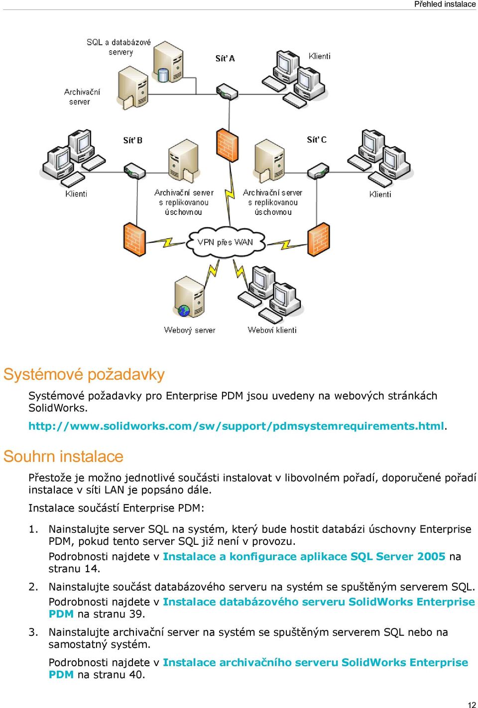 Nainstalujte server SQL na systém, který bude hostit databázi úschovny Enterprise PDM, pokud tento server SQL již není v provozu.