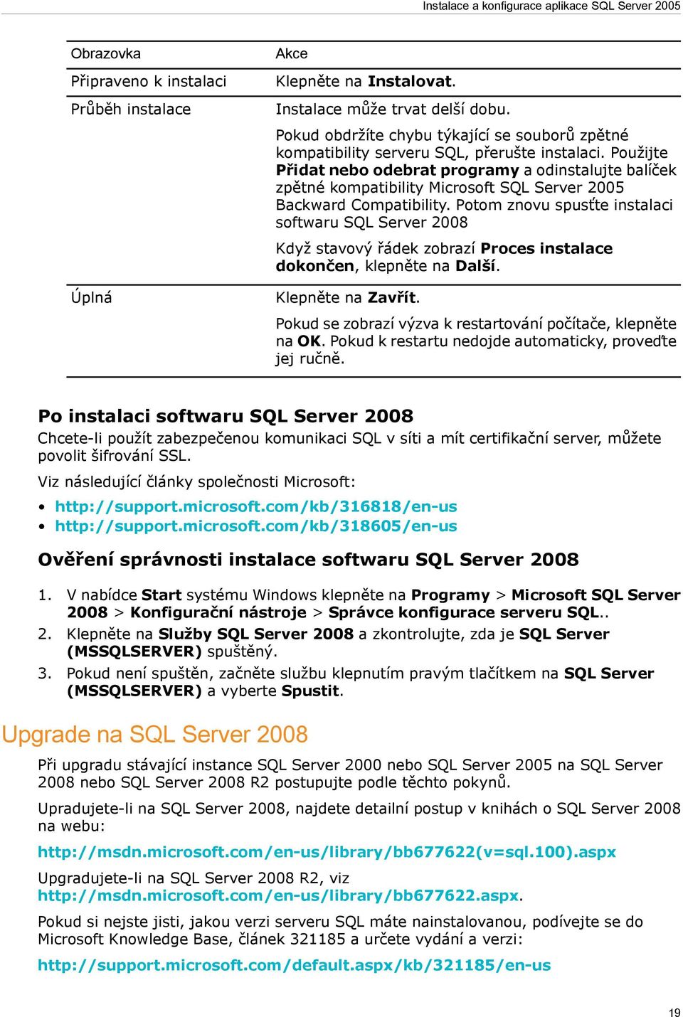 Použijte Přidat nebo odebrat programy a odinstalujte balíček zpětné kompatibility Microsoft SQL Server 2005 Backward Compatibility.