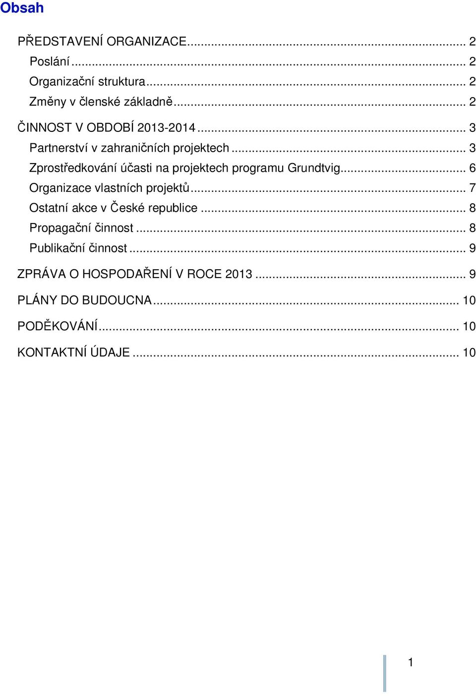 .. 3 Zprostředkování účasti na projektech programu Grundtvig... 6 Organizace vlastních projektů.