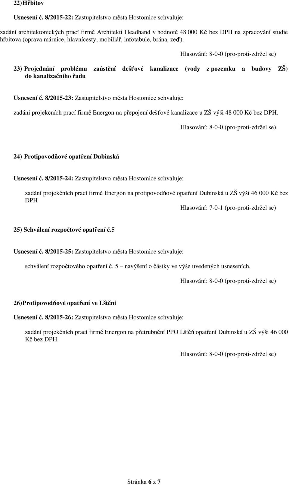 mobiliář, infotabule, brána, zeď). 23) Projednání problému zaústění dešťové kanalizace (vody z pozemku a budovy ZŠ) do kanalizačního řadu Usnesení č.