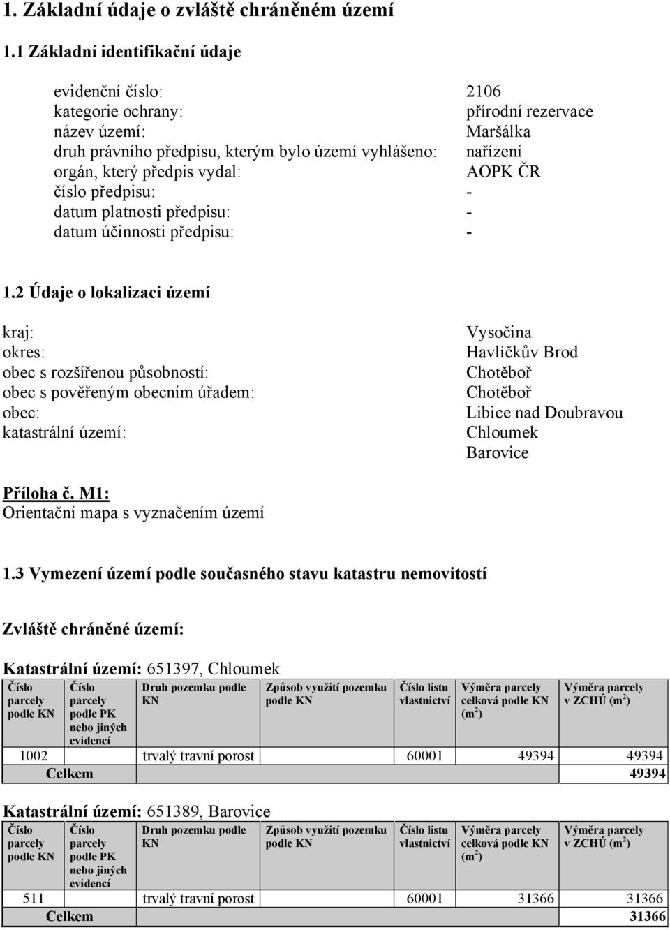 předpisu: datum účinnosti předpisu: 2106 přírodní rezervace Maršálka nařízení AOPK ČR - 1.