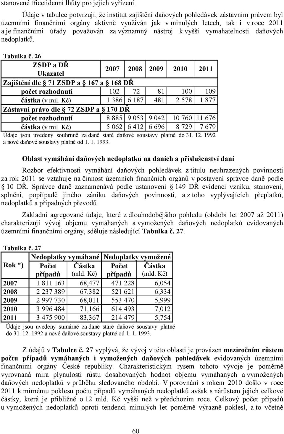 považován za významný nástroj k vyšší vymahatelnosti daňových nedoplatků. Tabulka č.