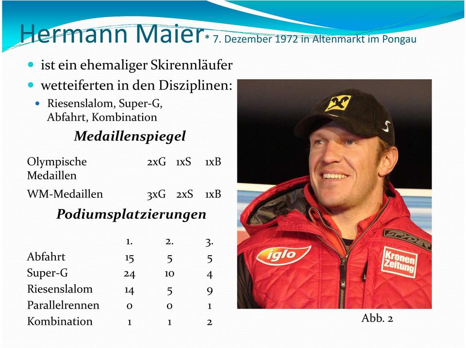 Disziplinen: Riesenslalom, Super-G, Abfahrt, Kombination Olympische Medaillen WM-Medaillen