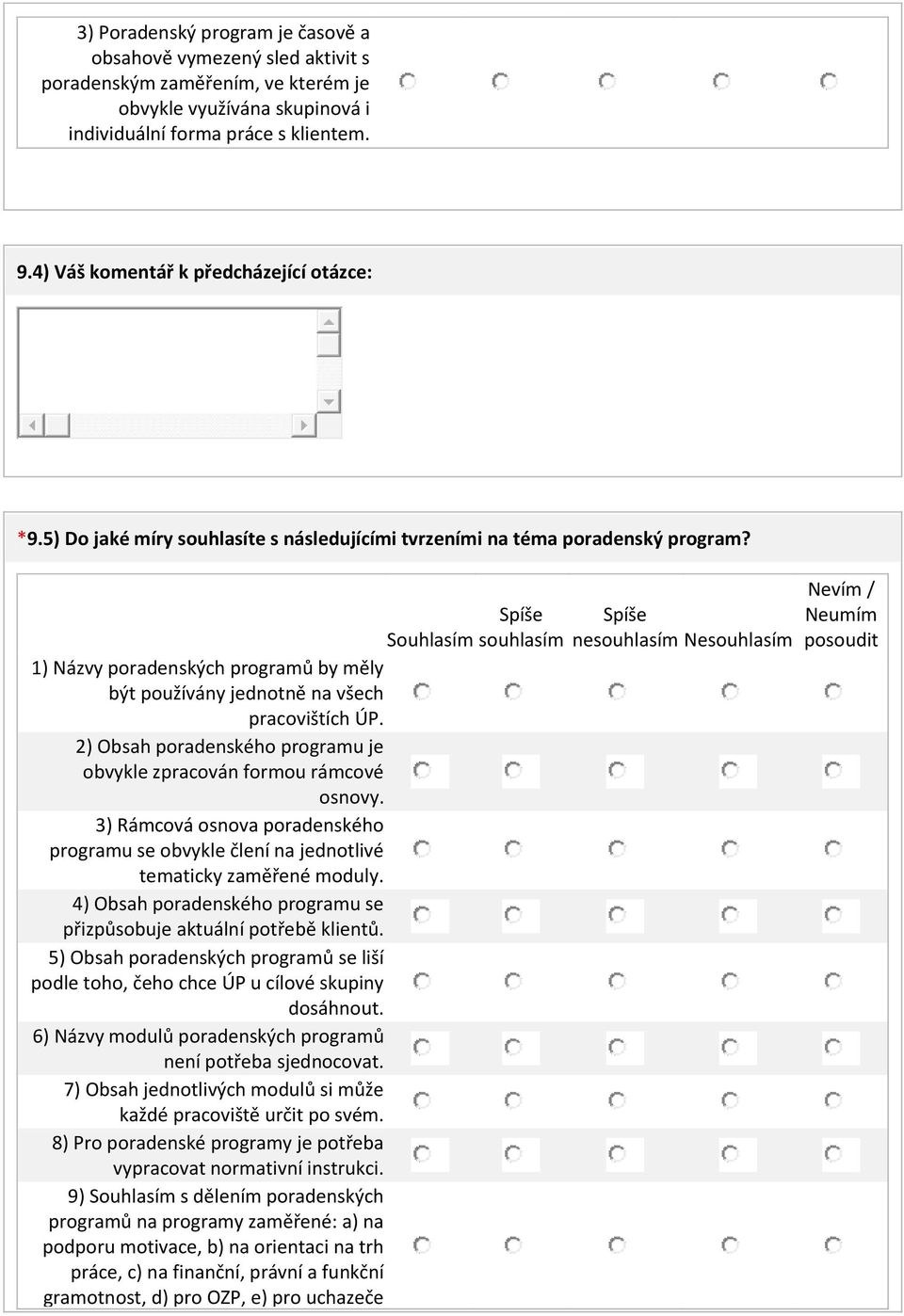 1) Názvy poradenských programů by měly být používány jednotně na všech pracovištích ÚP. 2) Obsah poradenského programu je obvykle zpracován formou rámcové osnovy.