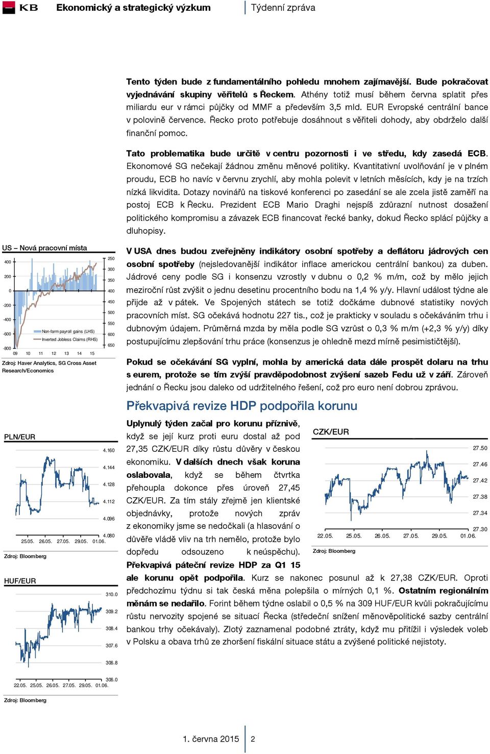 Řecko proto potřebuje dosáhnout s věřiteli dohody, aby obdrželo další finanční pomoc. Tato problematika bude určitě v centru pozornosti i ve středu, kdy zasedá ECB.