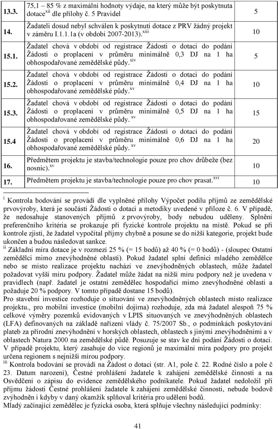 xiii 10 Žadatel chová v období od registrace Žádosti o dotaci do podání Žádosti o proplacení v průměru minimálně 0,3 DJ na 1 ha obhospodařované zemědělské půdy.