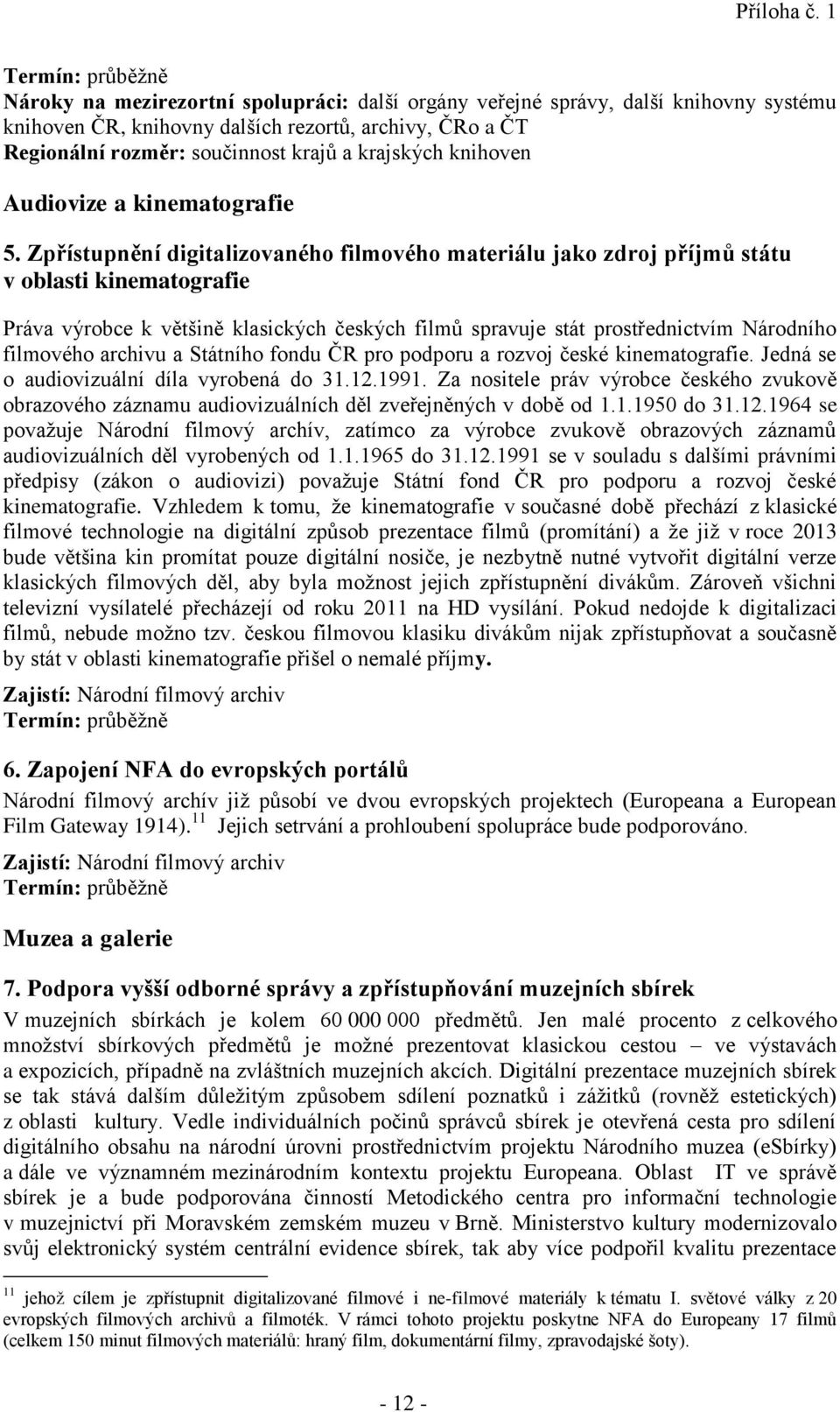 archivu a Státního fondu ČR pro podporu a rozvoj české kinematografie. Jedná se o audiovizuální díla vyrobená do 31.12.1991.