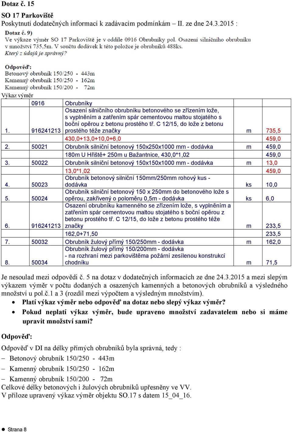 C 12/15, do lože z betonu 916241213 prostého téže značky m 735,5 430,0+13,0+10,0+6,0 459,0 2.