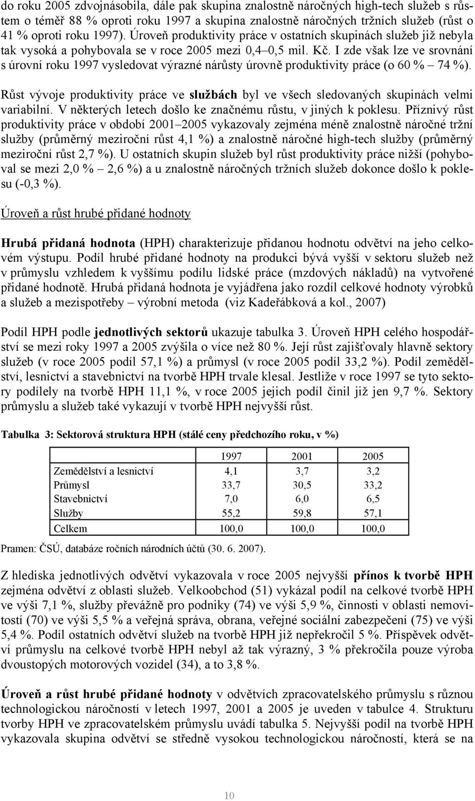 I zde však lze ve srovnání s úrovní roku 1997 vysledovat výrazné nárůsty úrovně produktivity práce (o 60 % 74 %).