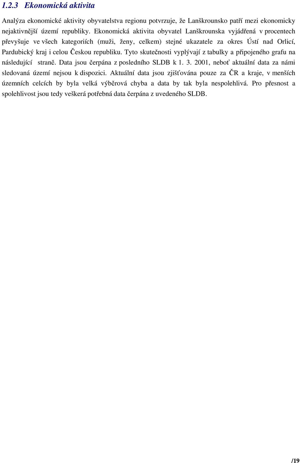 republiku. Tyto skutečnosti vyplývají z tabulky a připojeného grafu na následující straně. Data jsou čerpána z posledního SLDB k 1. 3.