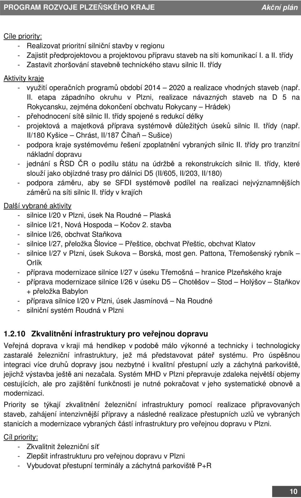 třídy Aktivity kraje - využití operačních programů období 2014 2020 a realizace vhodných staveb (např. II.