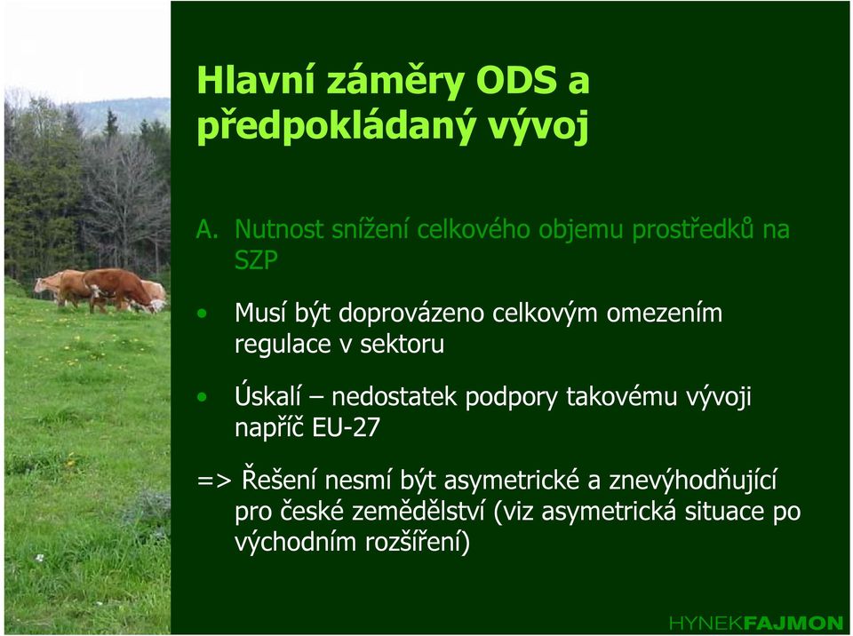 omezením regulace v sektoru Úskalí nedostatek podpory takovému vývoji napříč