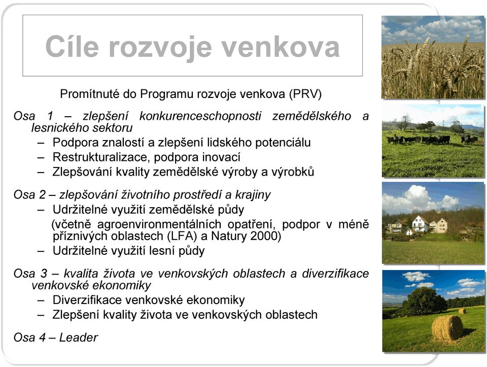 Udržitelné využití zemědělské půdy (včetně agroenvironmentálních opatření, podpor vméně příznivých oblastech (LFA) a Natury 2000) Udržitelné využití lesní půdy