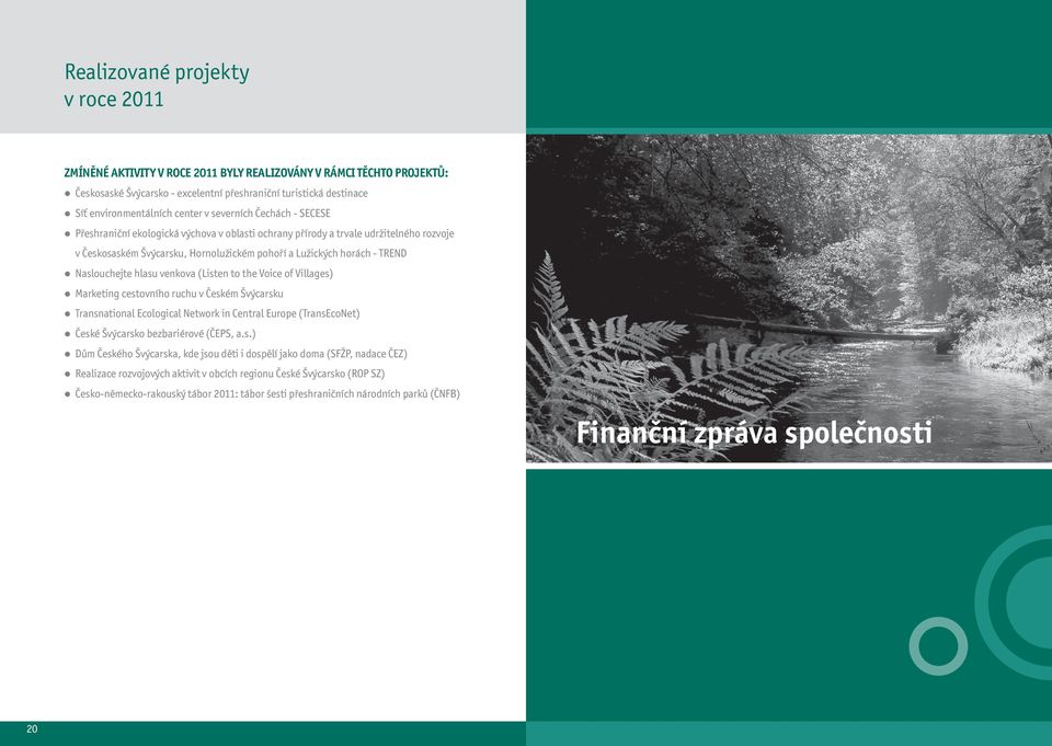 Naslouchejte hlasu venkova (Listen to the Voice of Villages) Marketing cestovního ruchu v Českém Švýcarsku Transnational Ecological Network in Central Europe (TransEcoNet) České Švýcarsko