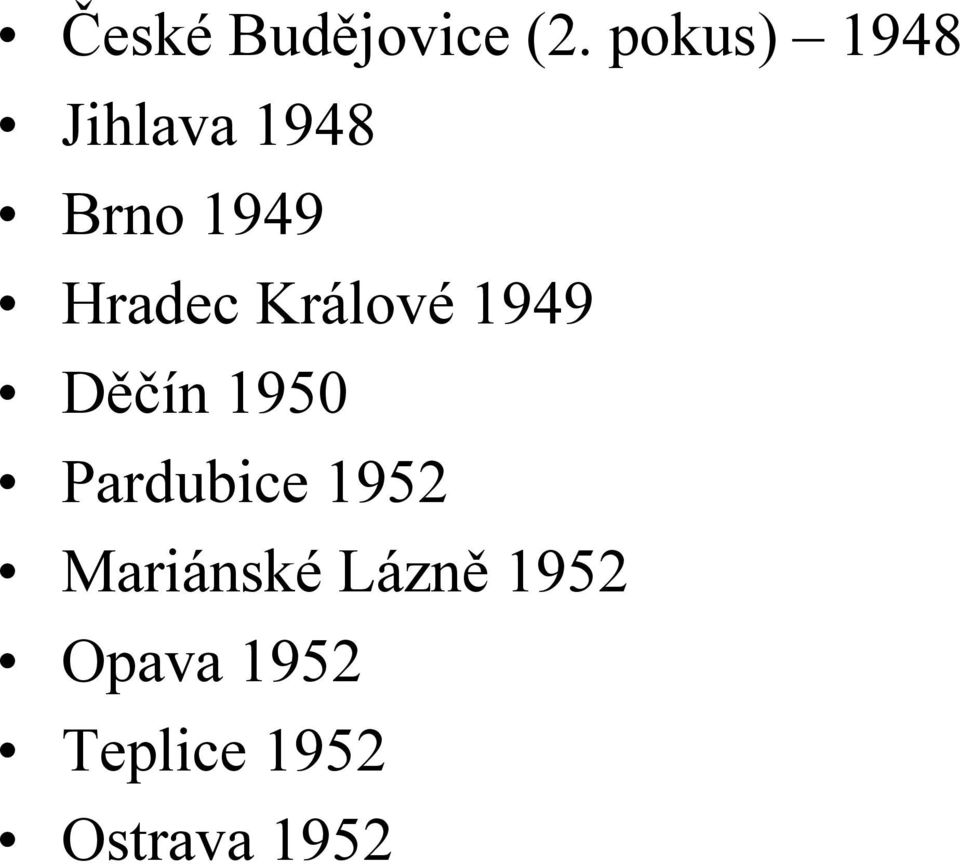 Hradec Králové 1949 Děčín 1950